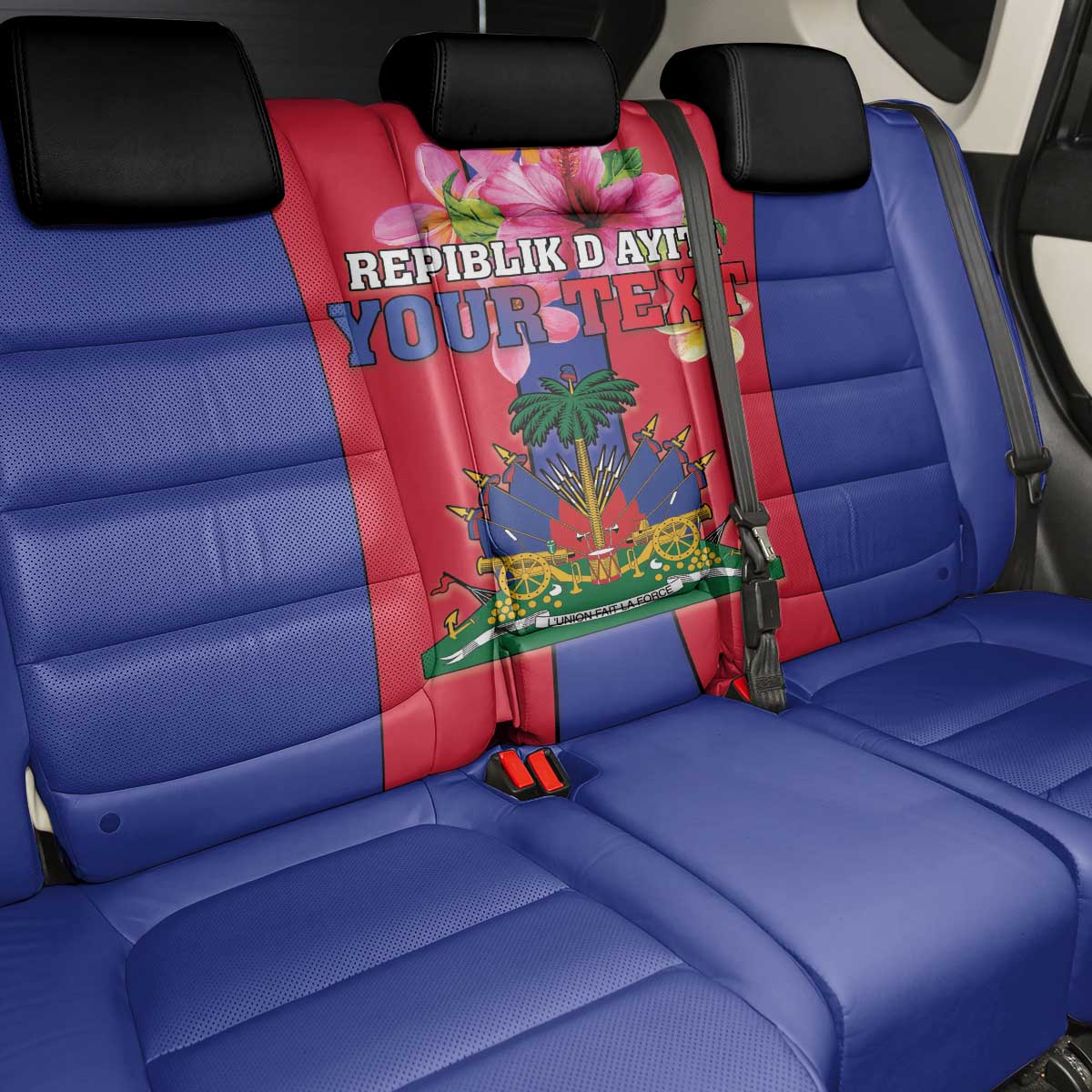 Personalized Haiti Coat Of Arms Back Car Seat Cover With Flag Color - Wonder Print Shop