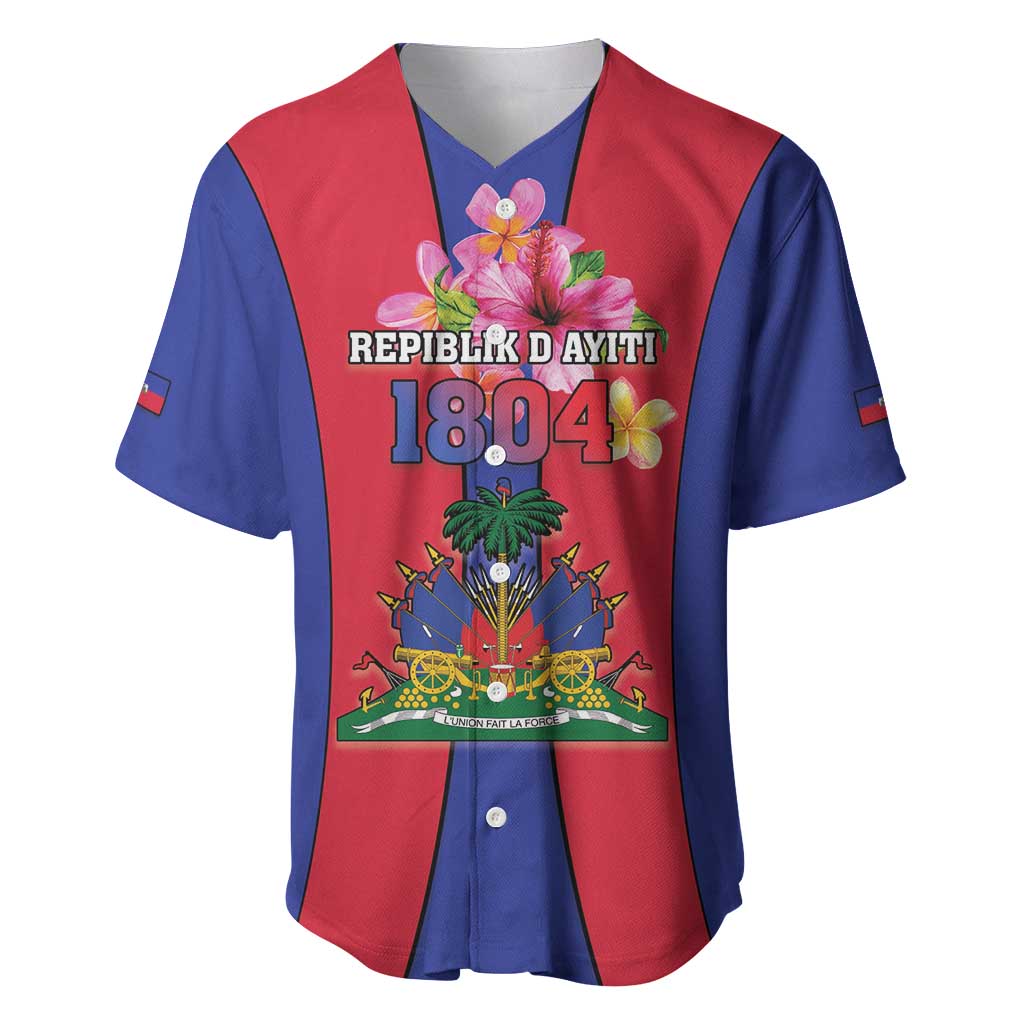 Personalized Haiti Coat Of Arms Baseball Jersey With Flag Color - Wonder Print Shop
