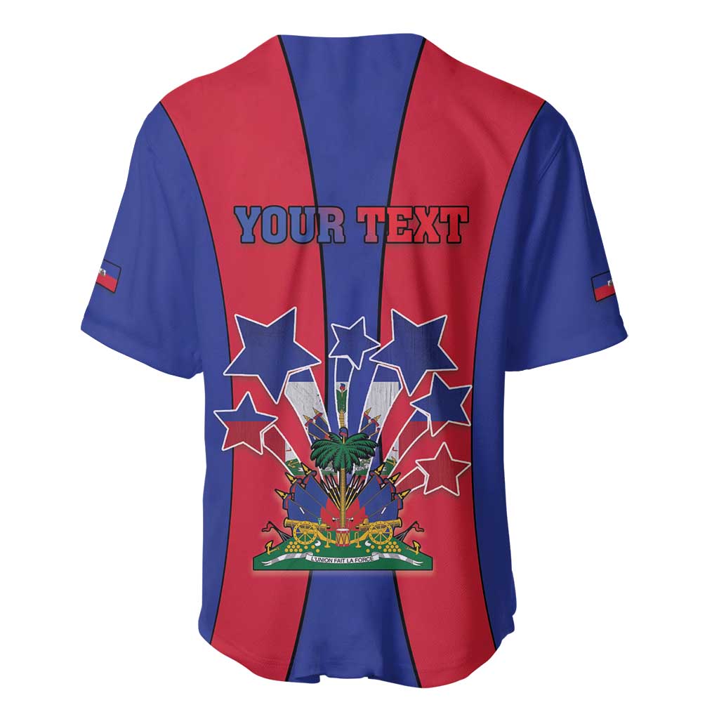 Personalized Haiti Coat Of Arms Baseball Jersey With Flag Color - Wonder Print Shop