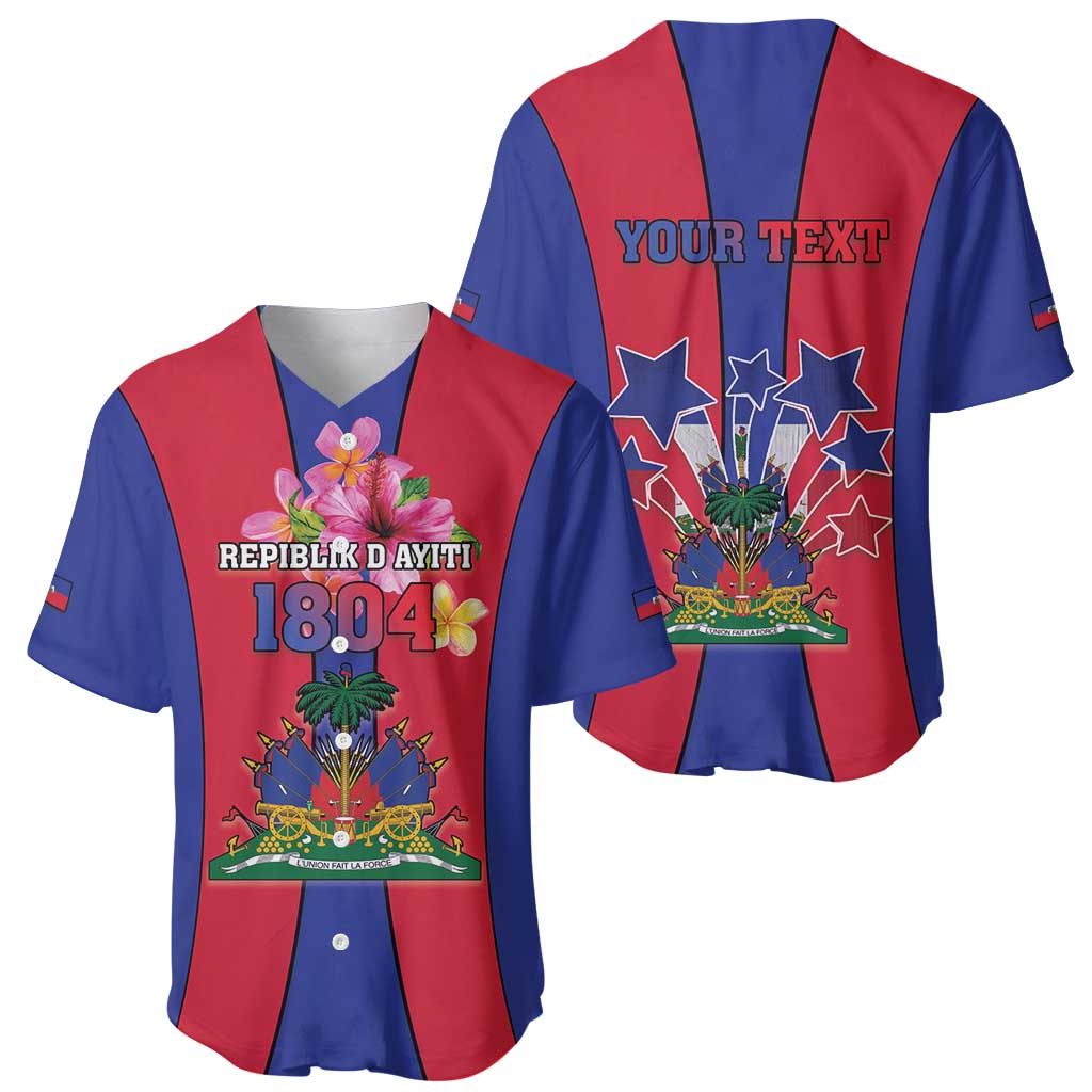 Personalized Haiti Coat Of Arms Baseball Jersey With Flag Color - Wonder Print Shop