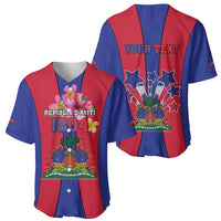 Personalized Haiti Coat Of Arms Baseball Jersey With Flag Color - Wonder Print Shop