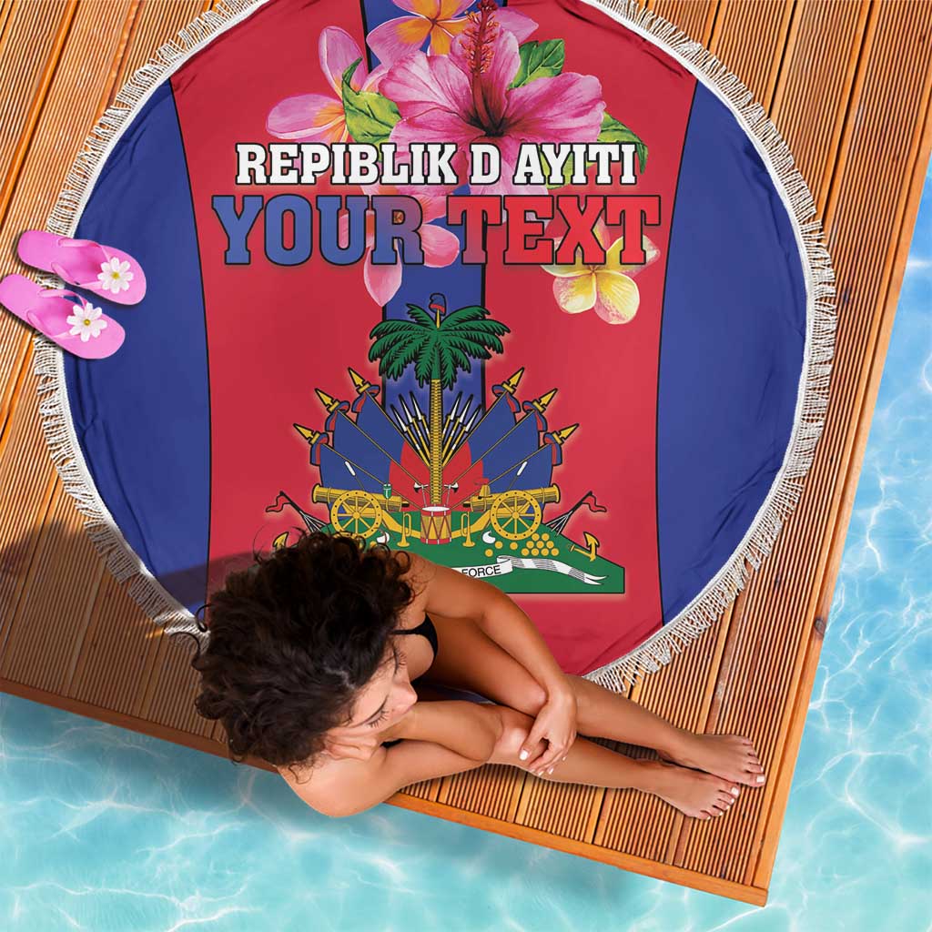 Personalized Haiti Coat Of Arms Beach Blanket With Flag Color - Wonder Print Shop