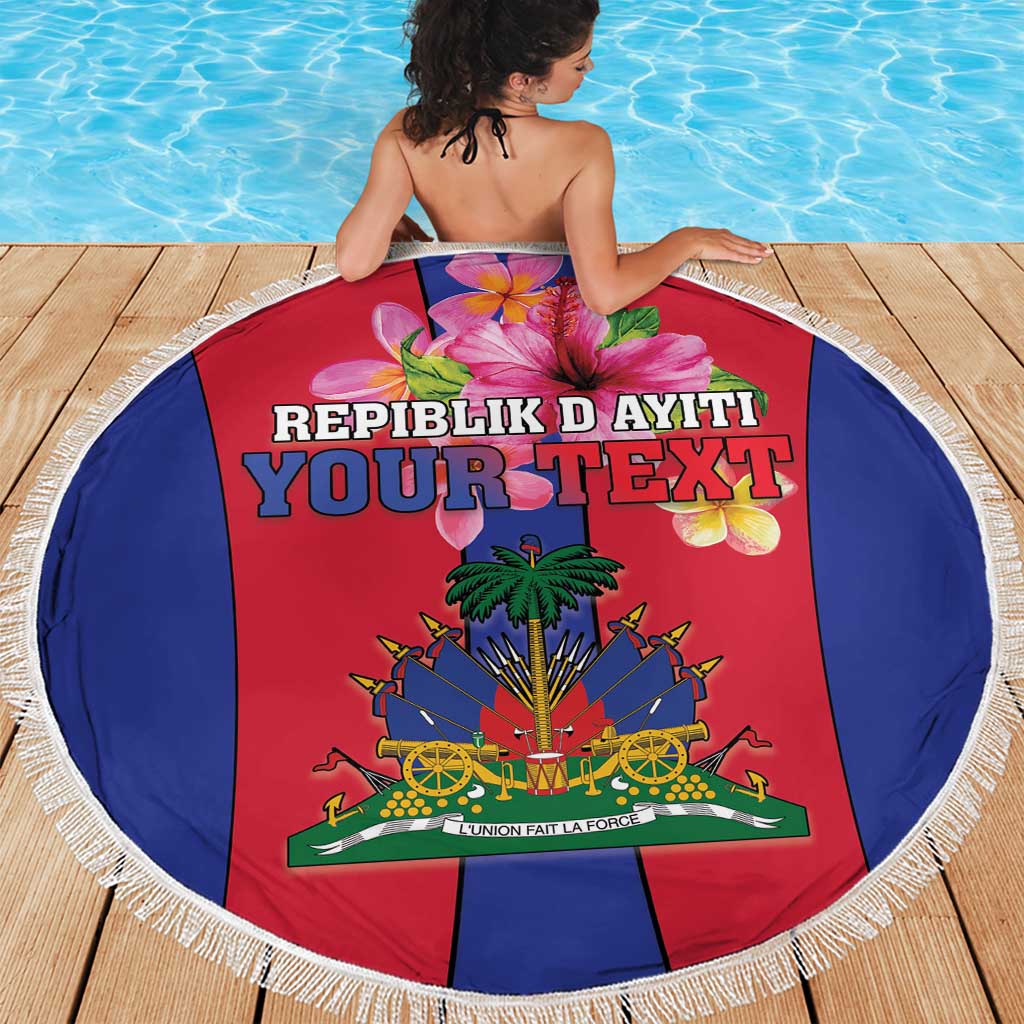 Personalized Haiti Coat Of Arms Beach Blanket With Flag Color - Wonder Print Shop