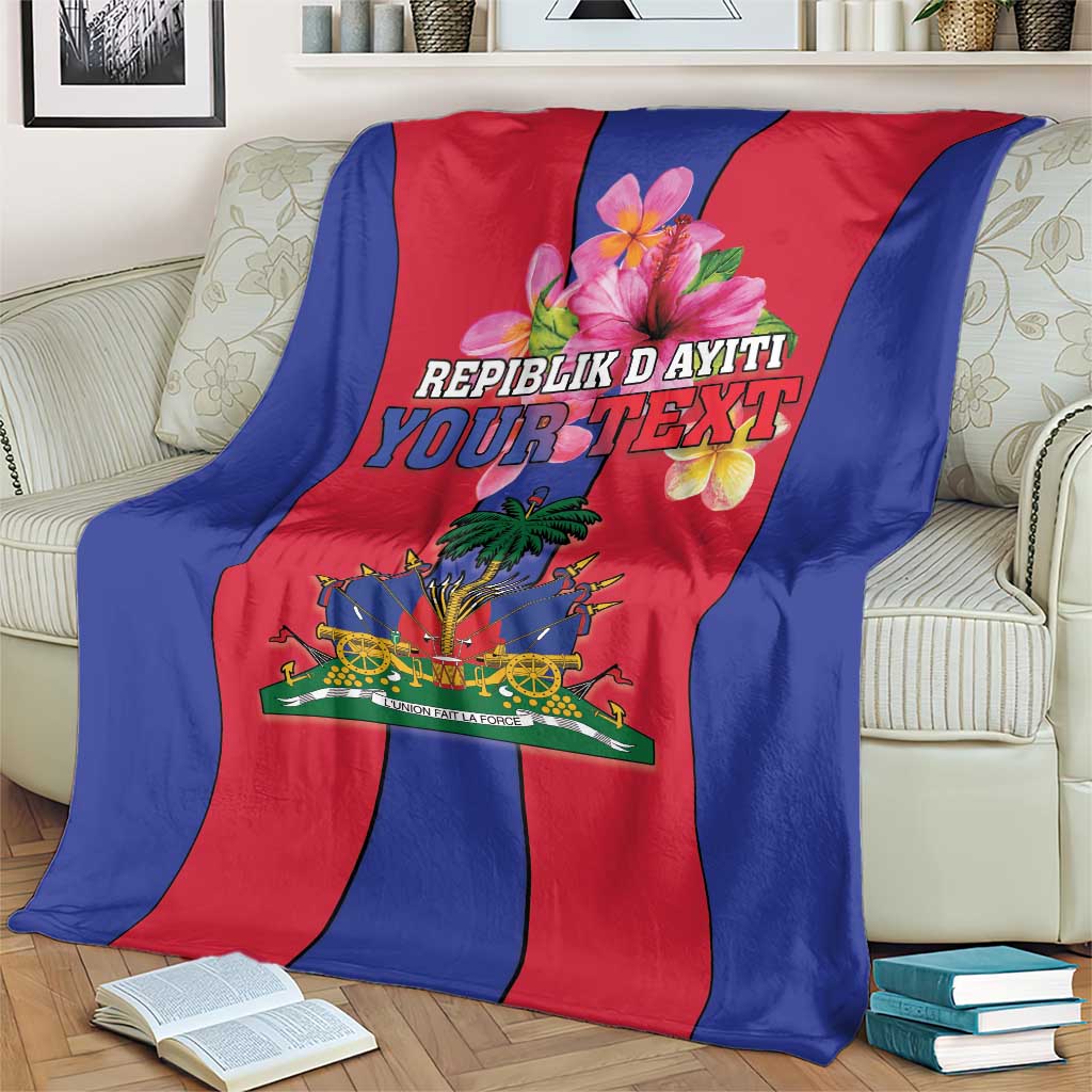 Personalized Haiti Coat Of Arms Blanket With Flag Color
