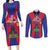 Personalized Haiti Coat Of Arms Couples Matching Long Sleeve Bodycon Dress and Long Sleeve Button Shirt With Flag Color - Wonder Print Shop