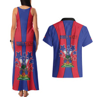 Personalized Haiti Coat Of Arms Couples Matching Tank Maxi Dress and Hawaiian Shirt With Flag Color - Wonder Print Shop