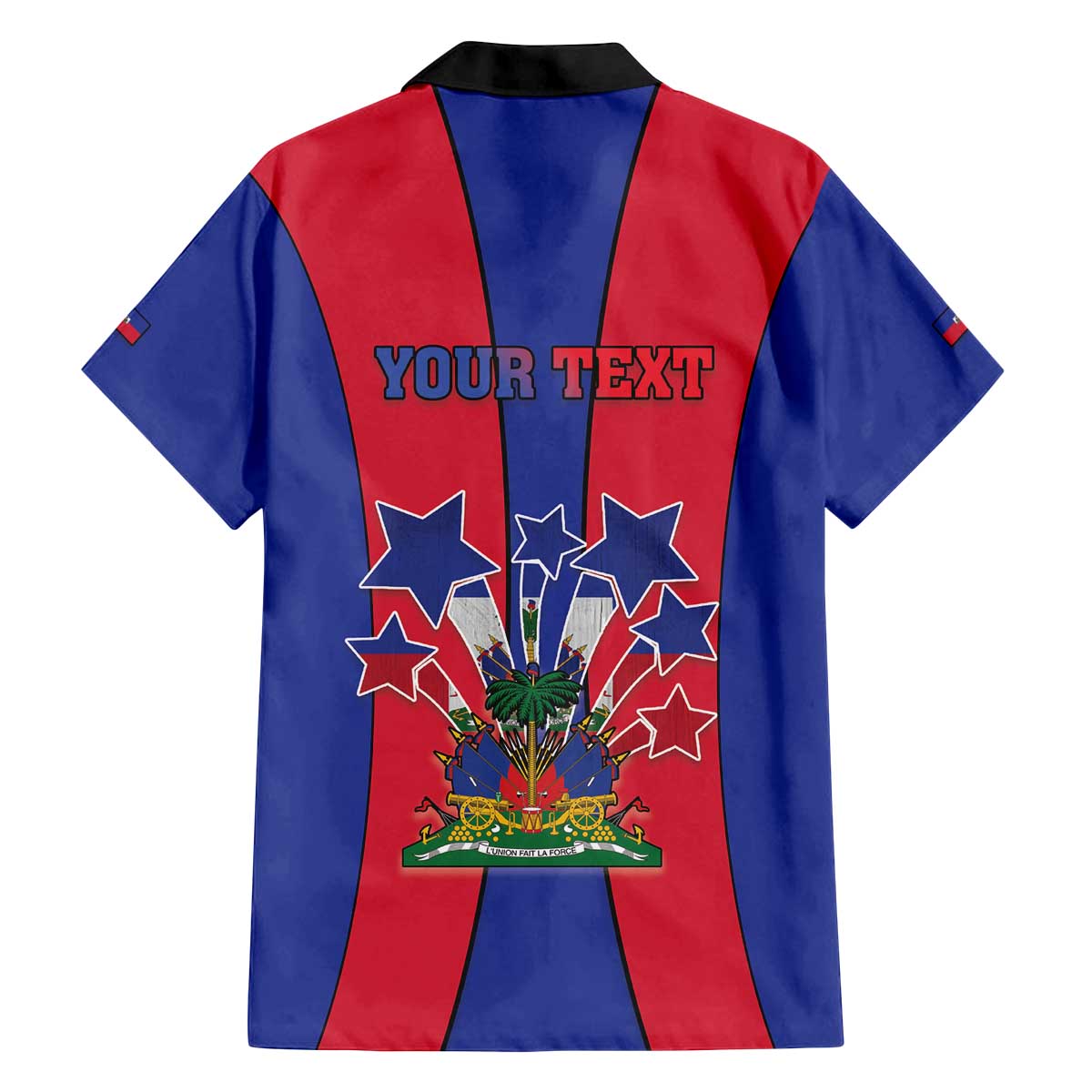 Personalized Haiti Coat Of Arms Family Matching Off The Shoulder Long Sleeve Dress and Hawaiian Shirt With Flag Color - Wonder Print Shop