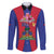 Personalized Haiti Coat Of Arms Family Matching Off Shoulder Maxi Dress and Hawaiian Shirt With Flag Color - Wonder Print Shop