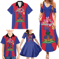 Personalized Haiti Coat Of Arms Family Matching Summer Maxi Dress and Hawaiian Shirt With Flag Color - Wonder Print Shop