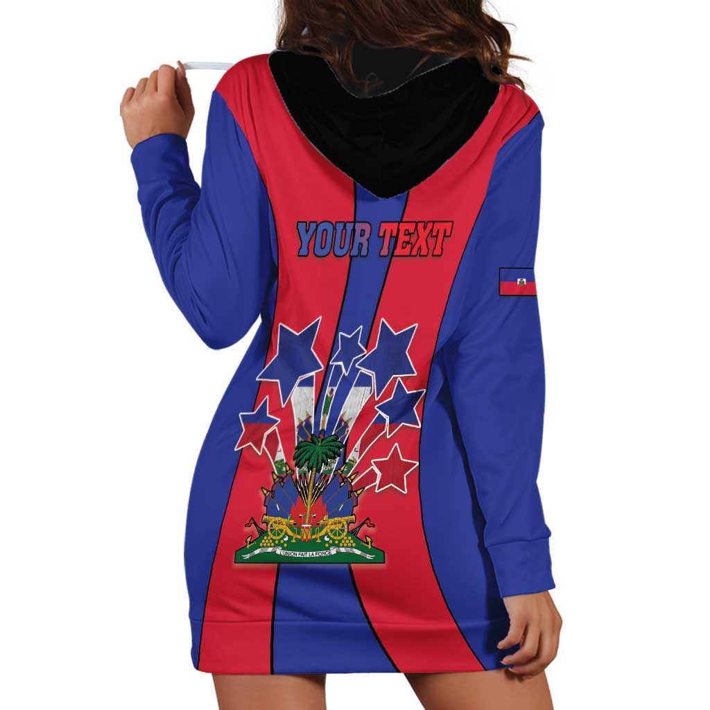 Personalized Haiti Coat Of Arms Hoodie Dress With Flag Color - Wonder Print Shop