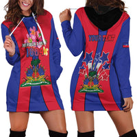 Personalized Haiti Coat Of Arms Hoodie Dress With Flag Color - Wonder Print Shop