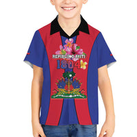 Personalized Haiti Coat Of Arms Kid Hawaiian Shirt With Flag Color - Wonder Print Shop