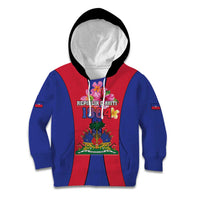 Personalized Haiti Coat Of Arms Kid Hoodie With Flag Color - Wonder Print Shop