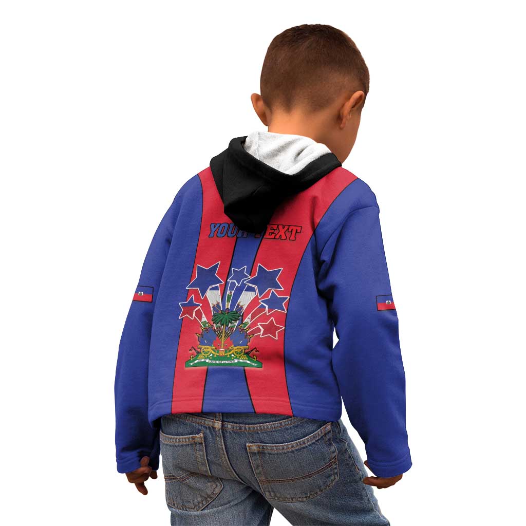 Personalized Haiti Coat Of Arms Kid Hoodie With Flag Color - Wonder Print Shop