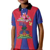 Personalized Haiti Coat Of Arms Kid Polo Shirt With Flag Color - Wonder Print Shop