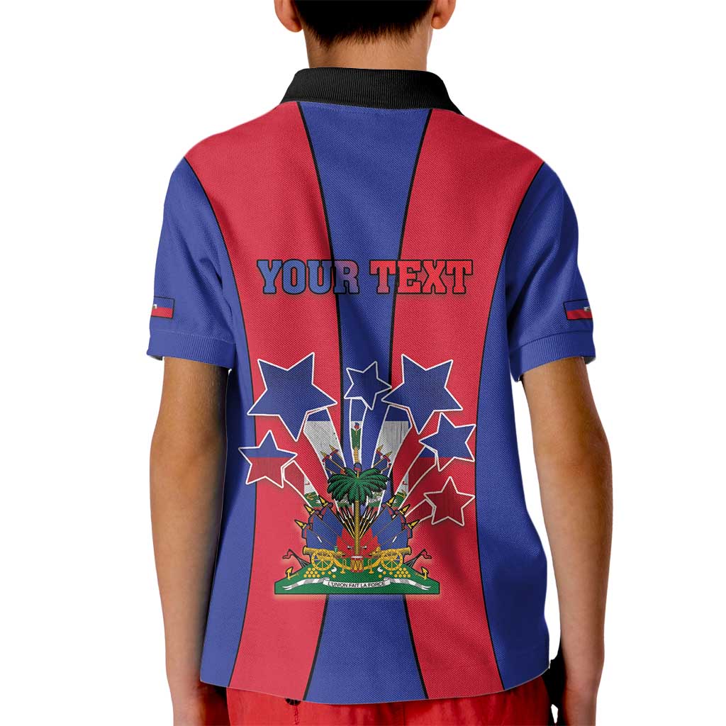 Personalized Haiti Coat Of Arms Kid Polo Shirt With Flag Color - Wonder Print Shop
