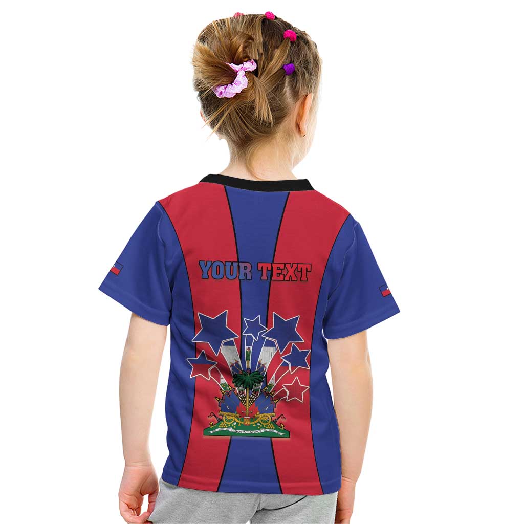Personalized Haiti Coat Of Arms Kid T Shirt With Flag Color - Wonder Print Shop