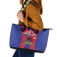 Personalized Haiti Coat Of Arms Leather Tote Bag With Flag Color - Wonder Print Shop