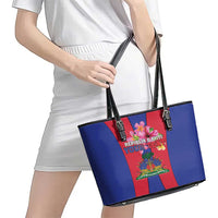 Personalized Haiti Coat Of Arms Leather Tote Bag With Flag Color - Wonder Print Shop