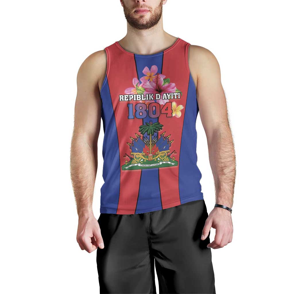 Personalized Haiti Coat Of Arms Men Tank Top With Flag Color - Wonder Print Shop
