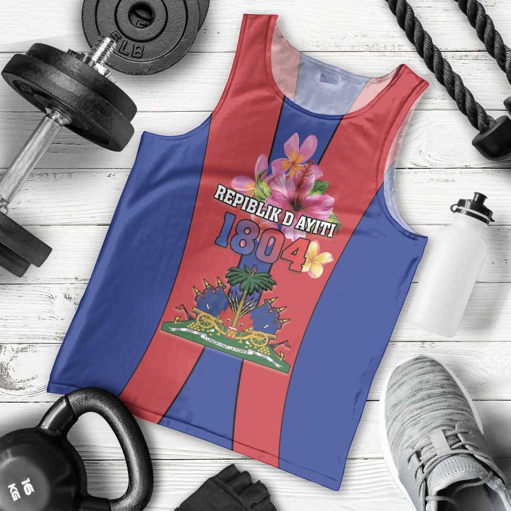 Personalized Haiti Coat Of Arms Men Tank Top With Flag Color - Wonder Print Shop