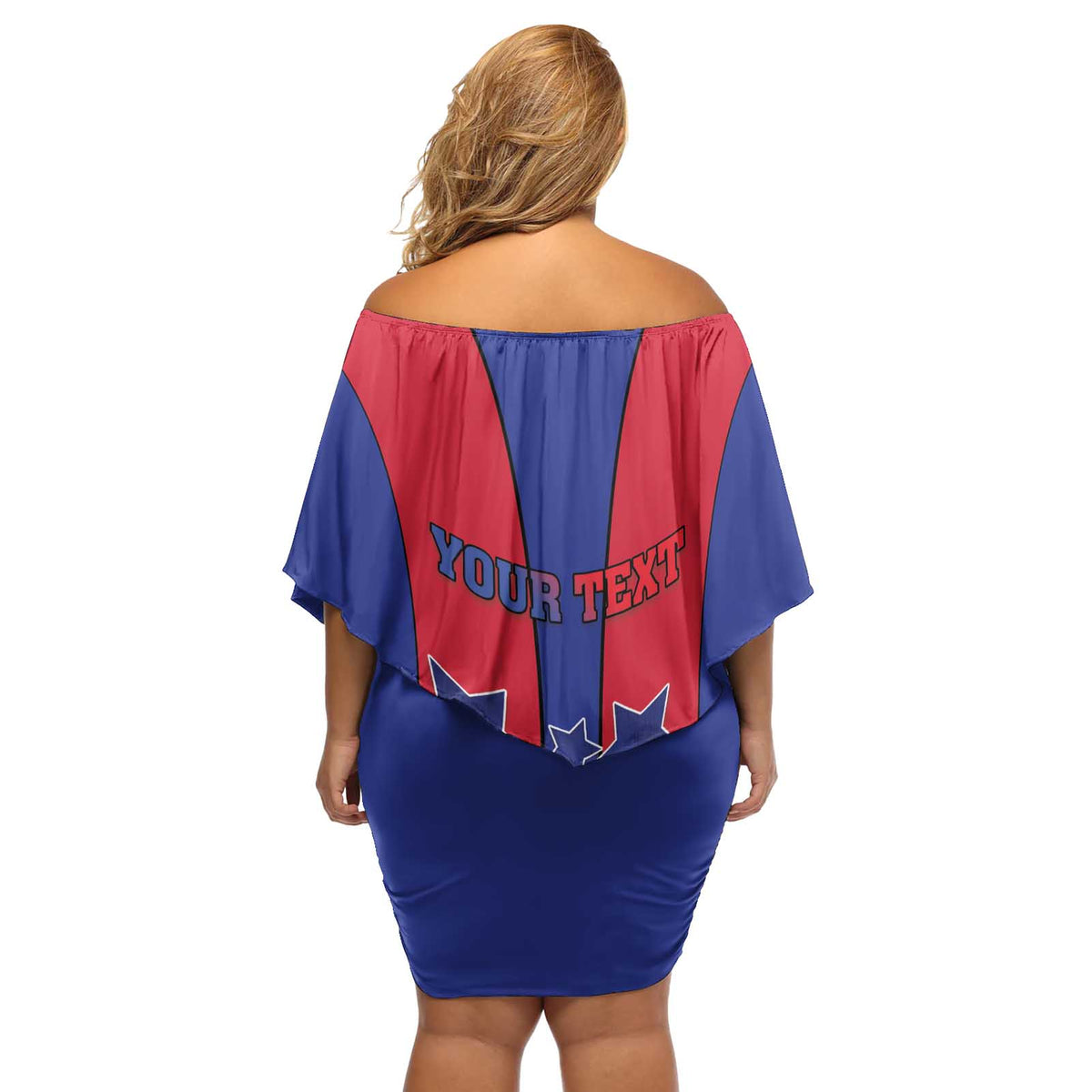 Personalized Haiti Coat Of Arms Off Shoulder Short Dress With Flag Color - Wonder Print Shop