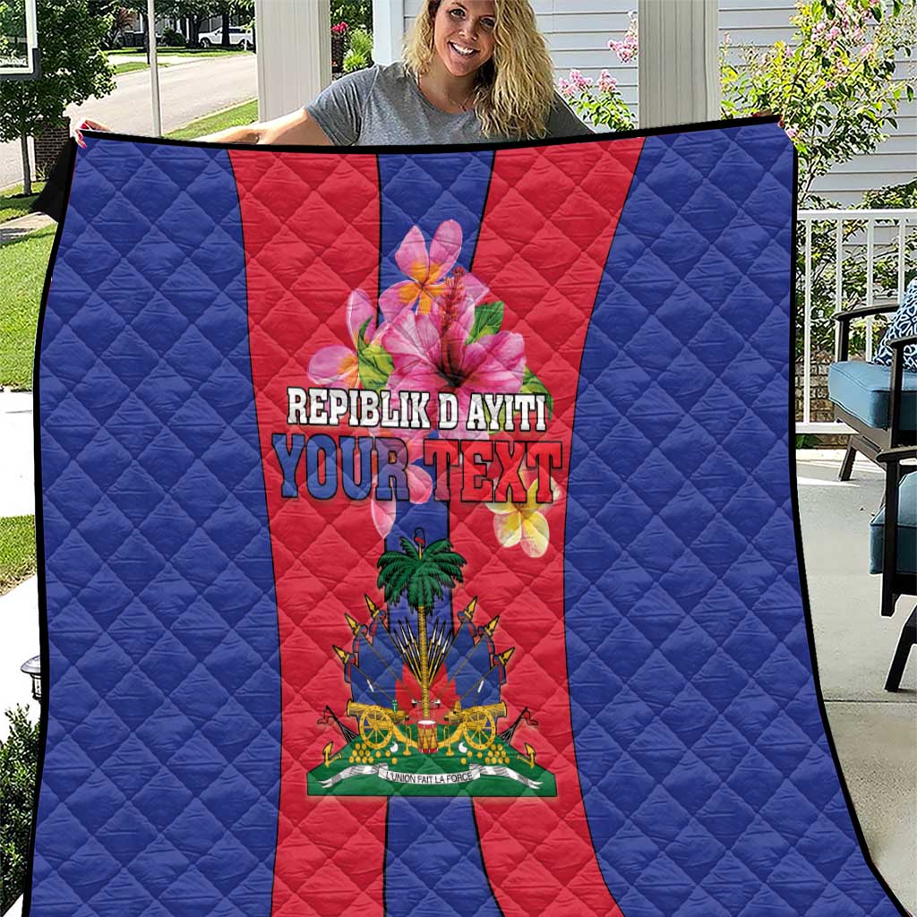 Personalized Haiti Coat Of Arms Quilt With Flag Color - Wonder Print Shop