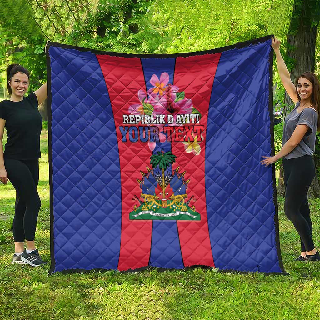 Personalized Haiti Coat Of Arms Quilt With Flag Color - Wonder Print Shop