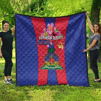 Personalized Haiti Coat Of Arms Quilt With Flag Color - Wonder Print Shop