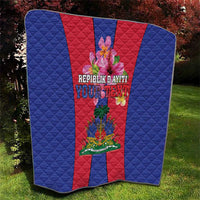 Personalized Haiti Coat Of Arms Quilt With Flag Color - Wonder Print Shop