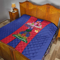 Personalized Haiti Coat Of Arms Quilt With Flag Color - Wonder Print Shop