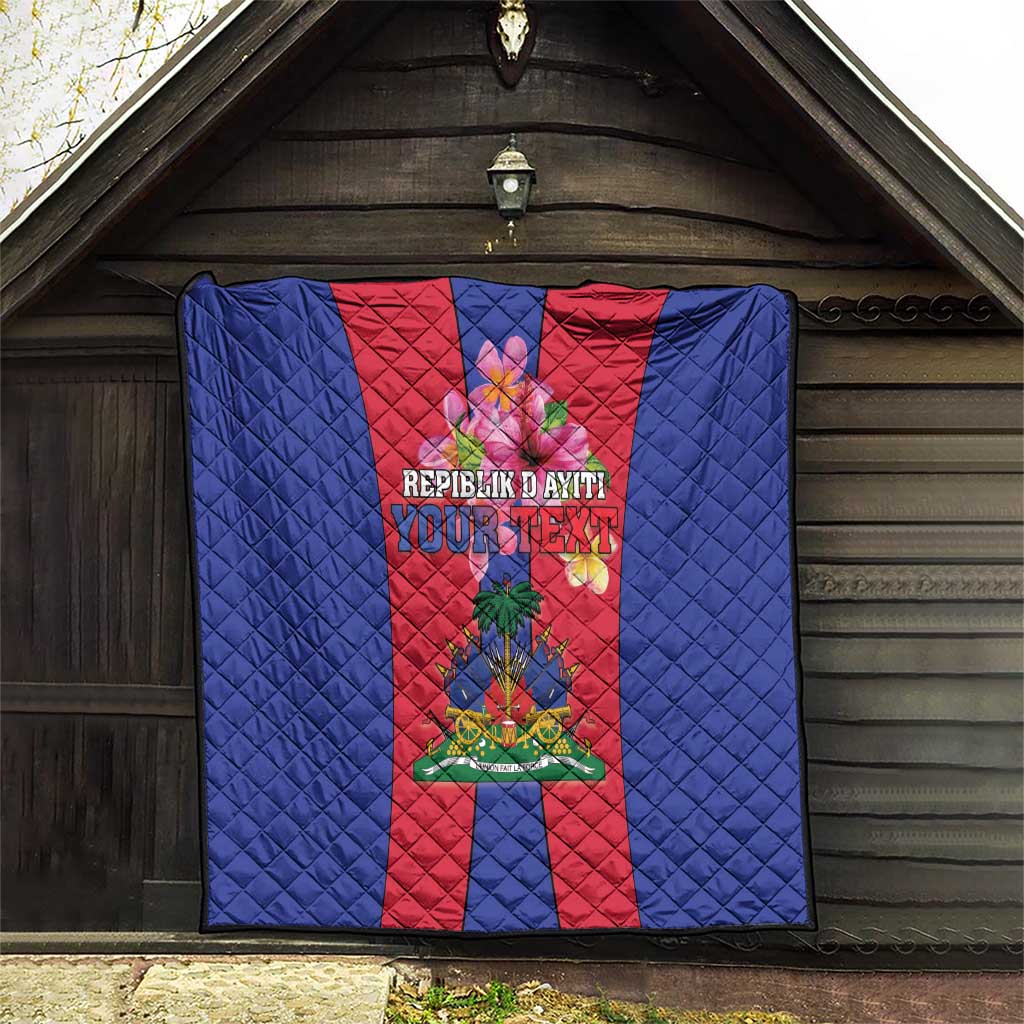 Personalized Haiti Coat Of Arms Quilt With Flag Color - Wonder Print Shop