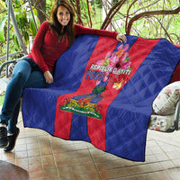 Personalized Haiti Coat Of Arms Quilt With Flag Color - Wonder Print Shop
