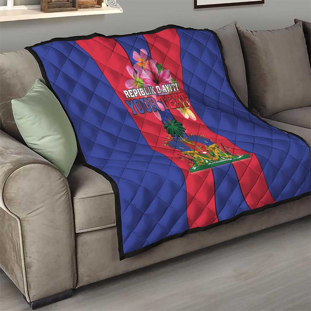 Personalized Haiti Coat Of Arms Quilt With Flag Color - Wonder Print Shop