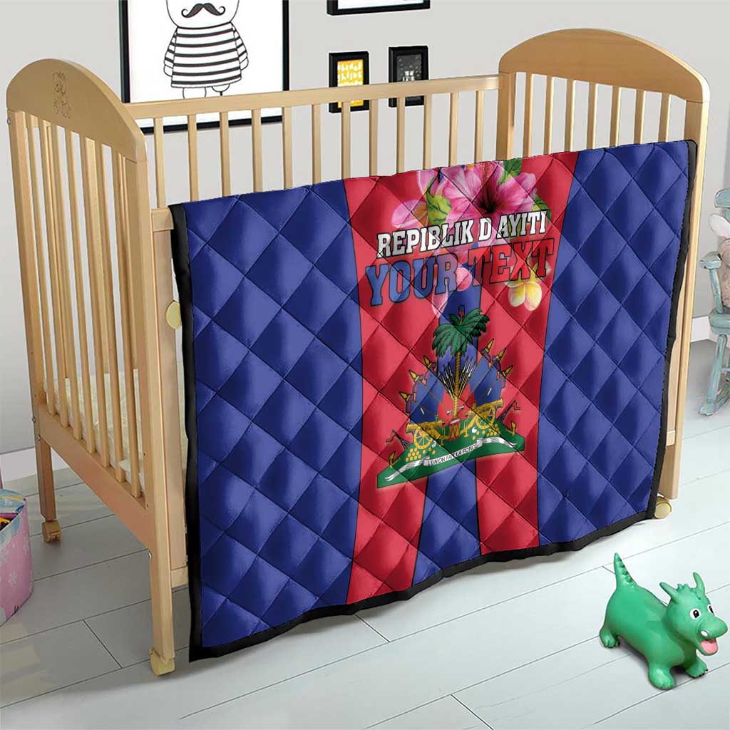 Personalized Haiti Coat Of Arms Quilt With Flag Color - Wonder Print Shop