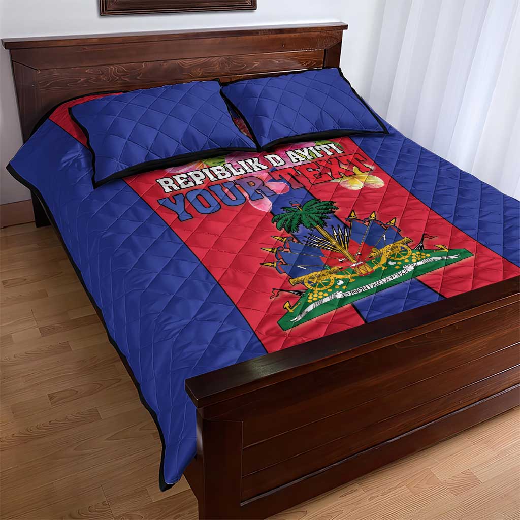 Personalized Haiti Coat Of Arms Quilt Bed Set With Flag Color - Wonder Print Shop