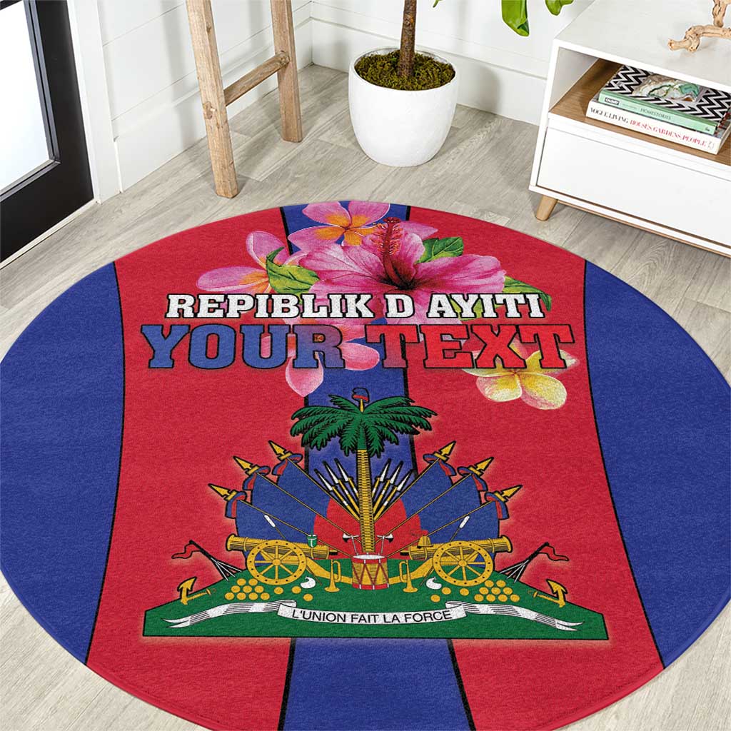 Personalized Haiti Coat Of Arms Round Carpet With Flag Color