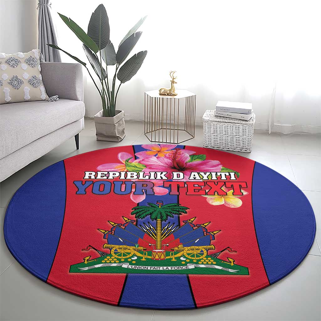 Personalized Haiti Coat Of Arms Round Carpet With Flag Color