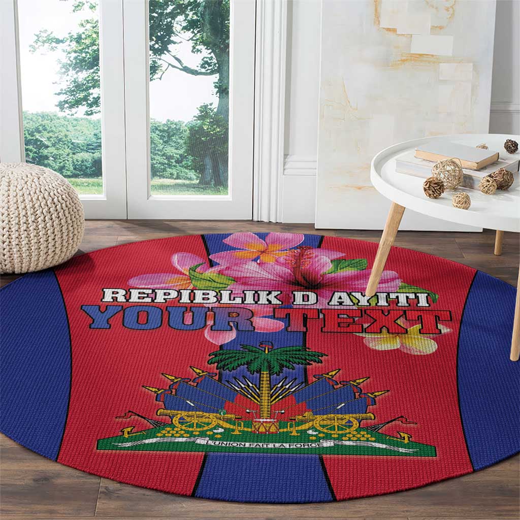 Personalized Haiti Coat Of Arms Round Carpet With Flag Color