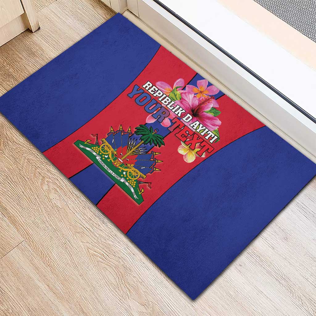 Personalized Haiti Coat Of Arms Rubber Doormat With Flag Color - Wonder Print Shop