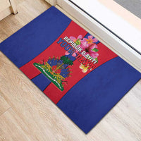 Personalized Haiti Coat Of Arms Rubber Doormat With Flag Color - Wonder Print Shop