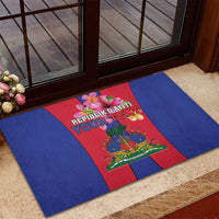 Personalized Haiti Coat Of Arms Rubber Doormat With Flag Color - Wonder Print Shop
