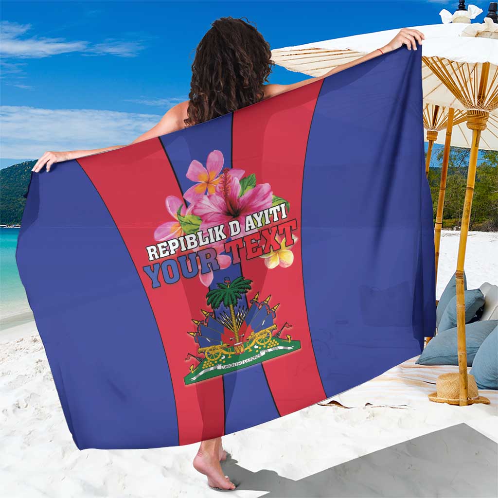 Personalized Haiti Coat Of Arms Sarong With Flag Color - Wonder Print Shop