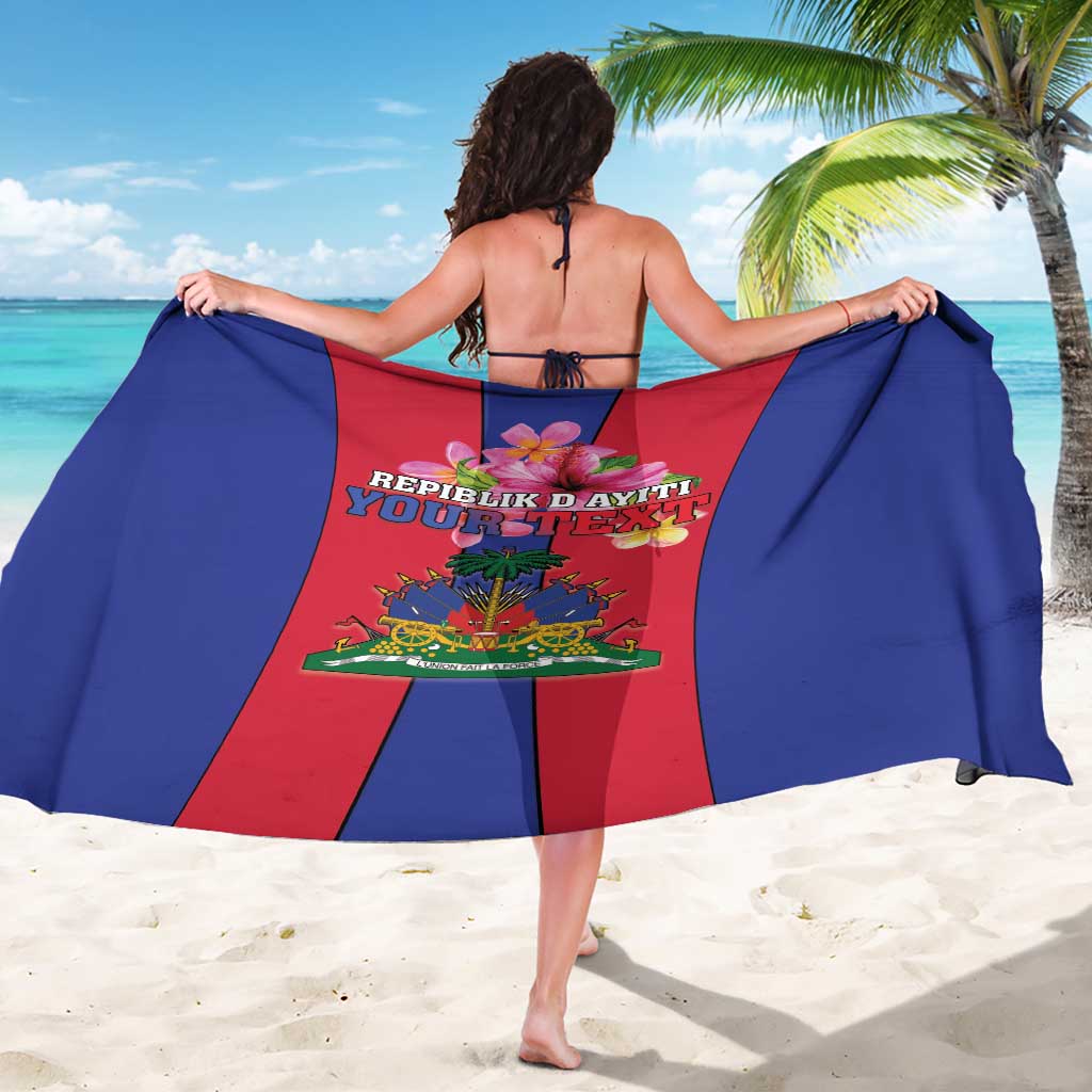 Personalized Haiti Coat Of Arms Sarong With Flag Color - Wonder Print Shop