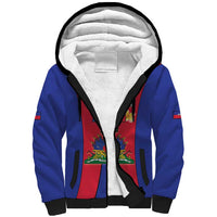 Personalized Haiti Coat Of Arms Sherpa Hoodie With Flag Color - Wonder Print Shop