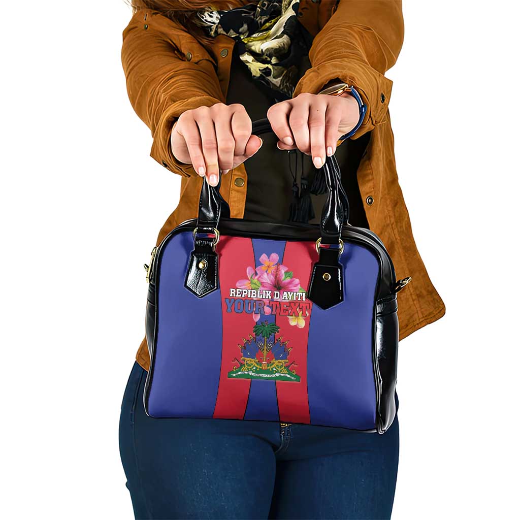 Personalized Haiti Coat Of Arms Shoulder Handbag With Flag Color
