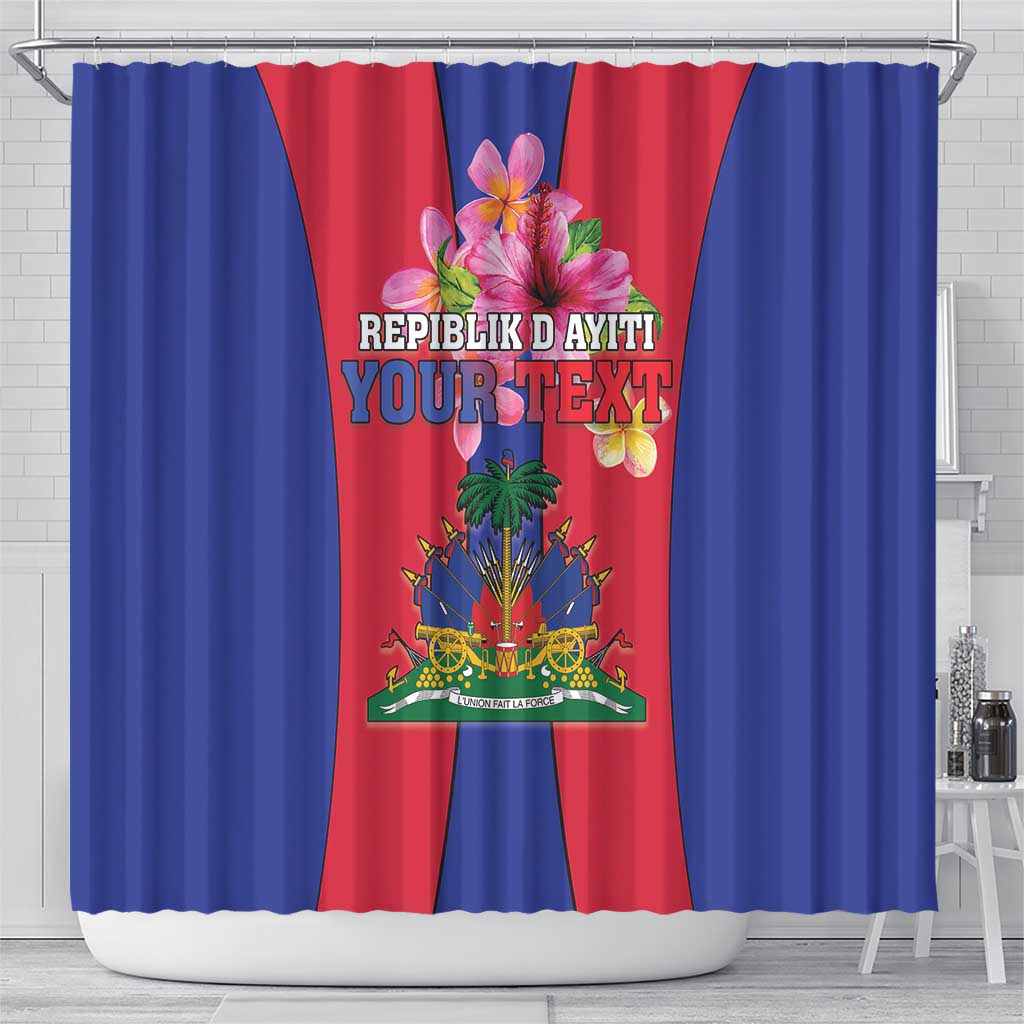 Personalized Haiti Coat Of Arms Shower Curtain With Flag Color
