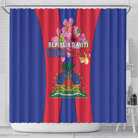 Personalized Haiti Coat Of Arms Shower Curtain With Flag Color