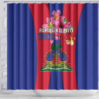 Personalized Haiti Coat Of Arms Shower Curtain With Flag Color