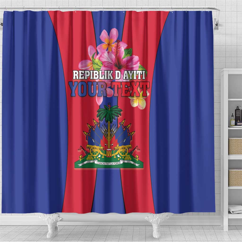 Personalized Haiti Coat Of Arms Shower Curtain With Flag Color
